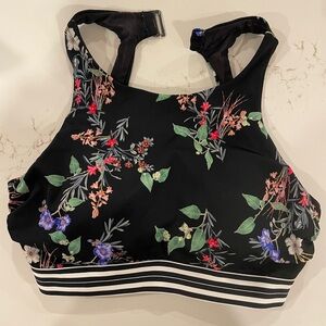 Athleta Floral Black Swim Top